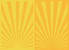 Vintage gelbe Sunburst-Streifen-Poster-Set, Vorlage mit Strahlen unten zentriert. retro inspirierte vertikale plakate der karikatur. vektor