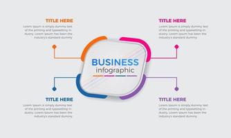Business-Infografik-Prozess mit farbenfrohem Vorlagendesign mit Symbolen und 4 Optionen oder Schritten, Infografik-Designvorlage