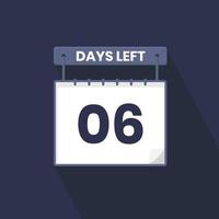 6 Tage verbleibender Countdown für die Verkaufsförderung. Noch 6 Tage bis zum Werbeverkaufsbanner vektor