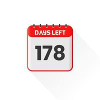 Countdown-Symbol Noch 178 Tage für Verkaufsförderung. Aktionsverkaufsbanner Noch 178 Tage vektor