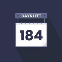 Noch 184 Tage Countdown für die Verkaufsförderung. Noch 184 Tage bis zum Werbeverkaufsbanner vektor