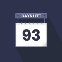 Noch 93 Tage Countdown für Verkaufsförderung. Noch 93 Tage bis zum Werbeverkaufsbanner vektor