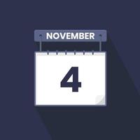 4. November Kalendersymbol. 4. november kalenderdatum monat symbol vektor illustrator