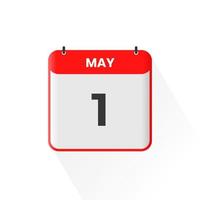 1. Mai Kalendersymbol. Mai 1 Kalenderdatum Monat Symbol Vektor Illustrator