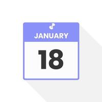 januari 18 kalender ikon. datum, månad kalender ikon vektor illustration