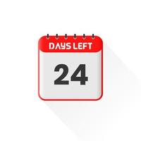 Countdown-Symbol Noch 24 Tage für die Verkaufsförderung. Aktionsverkaufsbanner Noch 24 Tage vektor