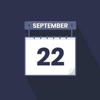 22. September Kalendersymbol. 22. september kalenderdatum monat symbol vektor illustrator