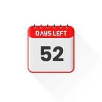 Countdown-Symbol Noch 52 Tage für Verkaufsförderung. Aktionsverkaufsbanner Noch 52 Tage vektor