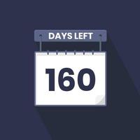 160 Tage verbleibender Countdown für die Verkaufsförderung. Noch 160 Tage bis zum Werbeverkaufsbanner vektor