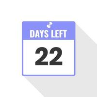 22 Tage verbleibendes Countdown-Verkaufssymbol. Noch 22 Tage bis zum Werbebanner vektor