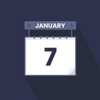 7. januar kalendersymbol. 7. Januar Kalenderdatum Monat Symbol Vektor Illustrator