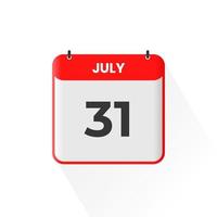 31: a juli kalender ikon. juli 31 kalender datum månad ikon vektor illustratör