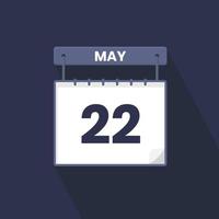 22 Maj kalender ikon. Maj 22 kalender datum månad ikon vektor illustratör