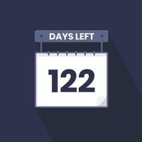 122 dagar vänster nedräkning för försäljning befordran. 122 dagar vänster till gå PR försäljning baner vektor