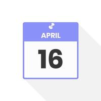 april 16 kalender ikon. datum, månad kalender ikon vektor illustration