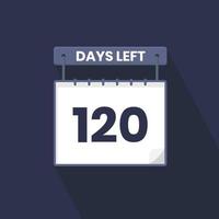 120 Tage verbleibender Countdown für Verkaufsförderung. Noch 120 Tage bis zum Werbeverkaufsbanner vektor