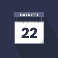 Noch 22 Tage Countdown für Verkaufsförderung. Noch 22 Tage bis zum Werbeverkaufsbanner vektor
