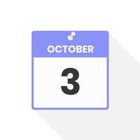 3. oktober kalendersymbol. datum, monat, kalender, symbol, vektor, illustration vektor