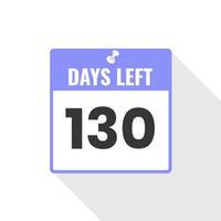 130 dagar vänster nedräkning försäljning ikon. 130 dagar vänster till gå PR baner vektor