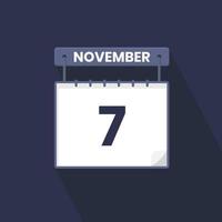 7. November Kalendersymbol. 7. november kalenderdatum monat symbol vektor illustrator