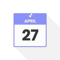 27. april Kalendersymbol. datum, monat, kalender, symbol, vektor, illustration vektor