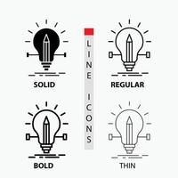 Birne. kreativ. Lösung. hell. Bleistiftsymbol in dünn. regulär. fette Linie und Glyphenstil. Vektor-Illustration vektor