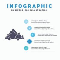 berg. landskap. kulle. natur. träd infographics mall för hemsida och presentation. glyf grå ikon med blå infographic stil vektor illustration.