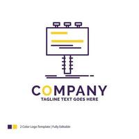 företag namn logotyp design för annons. annons. reklam. anslagstavla. kampanj. lila och gul varumärke namn design med plats för Tagline. kreativ logotyp mall för små och stor företag. vektor