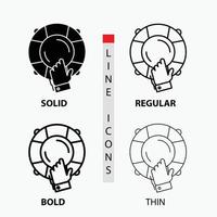 Notfall. bewachen. Hilfe. Versicherung. Rettungsring-Symbol in dünn. regulär. fette Linie und Glyphenstil. Vektor-Illustration vektor