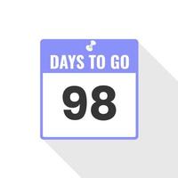 98 Tage verbleibendes Countdown-Verkaufssymbol. Noch 98 Tage bis zum Werbebanner vektor