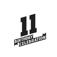 11 födelsedag firande hälsningar kort, 11th år födelsedag vektor