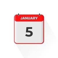 5:e januari kalender ikon. januari 5 kalender datum månad ikon vektor illustratör