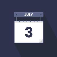 3:e juli kalender ikon. juli 3 kalender datum månad ikon vektor illustratör