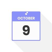 9. oktober kalendersymbol. datum, monat, kalender, symbol, vektor, illustration vektor