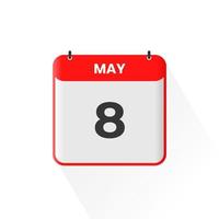 8. Mai Kalendersymbol. Mai 8 Kalenderdatum Monat Symbol Vektor Illustrator