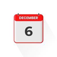 6:e december kalender ikon. december 6 kalender datum månad ikon vektor illustratör