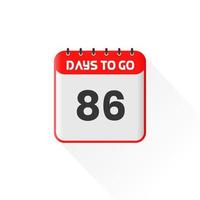 Countdown-Symbol Noch 86 Tage für Verkaufsförderung. Aktionsverkaufsbanner Noch 86 Tage vektor