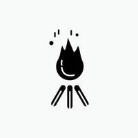 Feuer. Flamme. Lagerfeuer. Camping. Camp-Glyphe-Symbol. vektor isolierte illustration