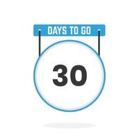 30 Tage verbleibender Countdown für die Verkaufsförderung. Noch 30 Tage bis zum Werbeverkaufsbanner vektor