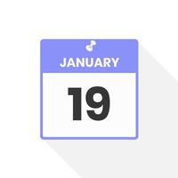 Kalendersymbol vom 19. Januar. datum, monat, kalender, symbol, vektor, illustration vektor