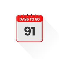 Countdown-Symbol Noch 91 Tage für Verkaufsförderung. Aktionsverkaufsbanner Noch 91 Tage vektor