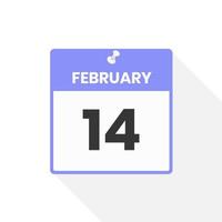 februari 14 kalender ikon. datum, månad kalender ikon vektor illustration