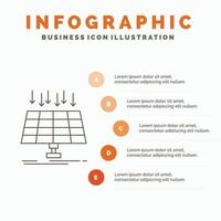 Solar. Tafel. Energie. Technologie. Smart-City-Infografik-Vorlage für Website und Präsentation. Linie graues Symbol mit orangefarbener Infografik-Stil-Vektorillustration vektor