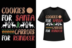 småkakor för santa och morötter för ren - jul t-shirt design mall vektor