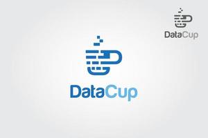 Data Cup Vektor-Logo-Vorlage. Logo einer stilisierten Tasse aus Pixeln. Ein einfaches und effektives Logo für ein Internet-Marketing-Unternehmen, Statistik oder Analyse. vektor