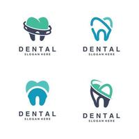 uppsättning av dental logotyp ikon med modern begrepp design premie vektor