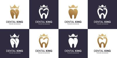 dental logotyp design samling med krona ikon och modern begrepp premie vektor