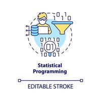 Symbol für das Konzept der statistischen Programmierung. erweiterte Analyse. Datenanalytiker Fähigkeit abstrakte Idee dünne Linie Illustration. isolierte Umrisszeichnung. editierbarer Strich. vektor