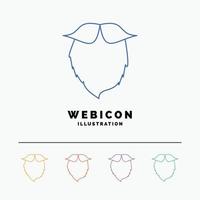 Schnurrbart. Hipster. Umzug. getragen. Männer 5 Farblinie Web-Icon-Vorlage isoliert auf weiß. Vektor-Illustration vektor