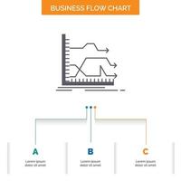 Pfeile. nach vorne. Graph. Markt. Vorhersage Business Flow Chart Design mit 3 Schritten. Glyphensymbol für Präsentationshintergrundvorlage Platz für Text. vektor